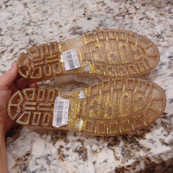 COACH Jelly PVC Gold Glitter Flat Fisherman Sandals Sizes 8 NEW - Picture 13 of 14